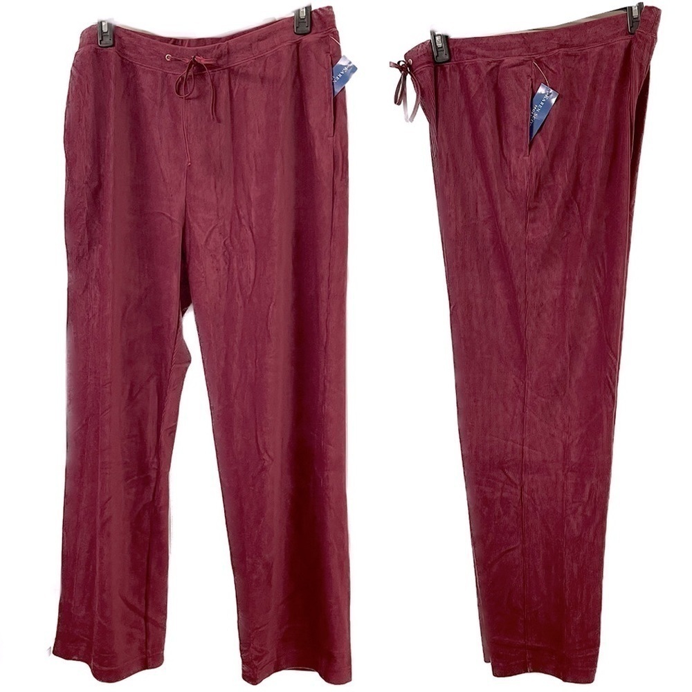 KAREN Scott Sport Wineberry Ribbed Pants Loungewear Pants Size XL/18